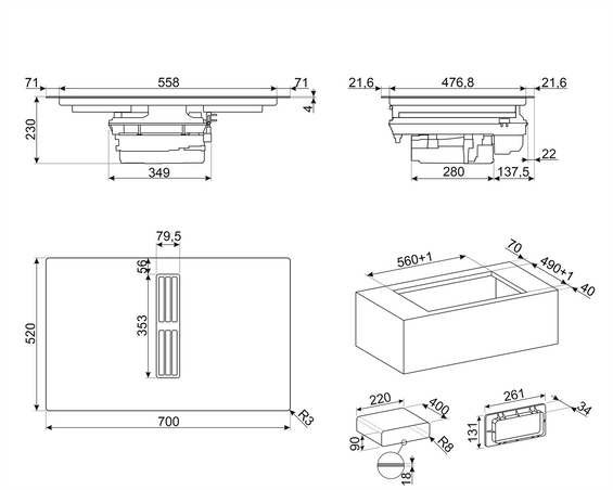 Płyta indukcyjna z zintegrowanym okapem Smeg HOBD472D2