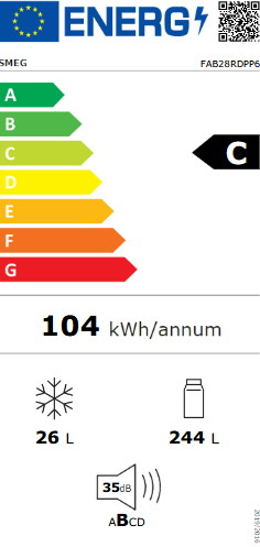 Chłodziarko - zamrażarka wolnostojąca Smeg FAB28RDPP6 50's Style