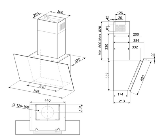 Okap przyścienny Smeg KICV90BL2