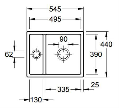 Zlew Villeroy & Boch SUBWAY 60XU korek manualny 6758 01 R1 WHITE ALPIN (błyszczący)