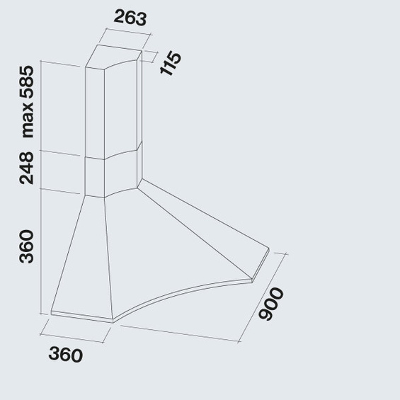 Okap Falmec Elios Angolo 90 800 m³/h narożny