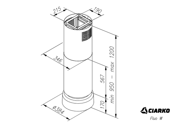 Okap wyspowy Ciarko Design FLUO Anthracite/Anthracite Gloss pochłaniacz