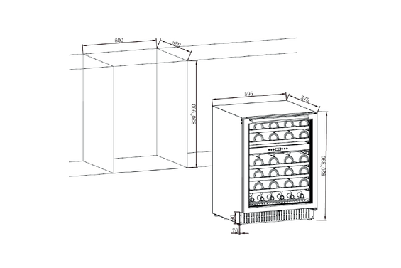 Winiarka podblatowa Norcool 60 cm N-CAVE 60 BU DZ-12700060