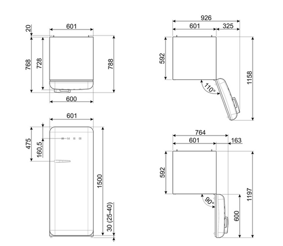 Chłodziarko - zamrażarka wolnostojąca Smeg FAB28RDGME6 50's Style