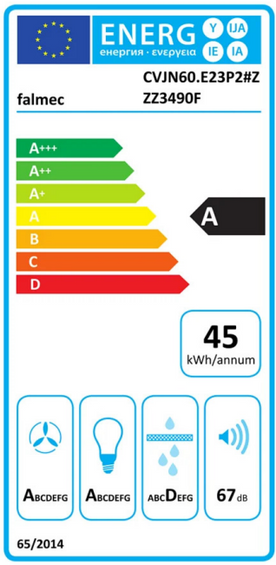 Okap Falmec Virgola Touch No-drop 60 inox 800 m³/h do zabudowy