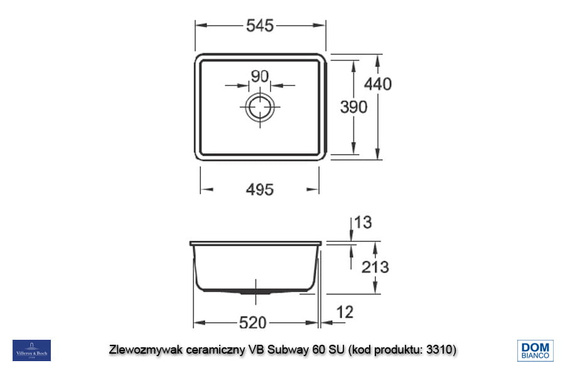 Zlewozmywak 1 komorowy Villeroy & Boch VB-3310 01 R7