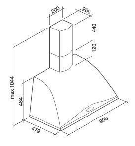 Okap przyścienny Falmec Ginevra Boston 90 600 m³/h - czasza antracytowa