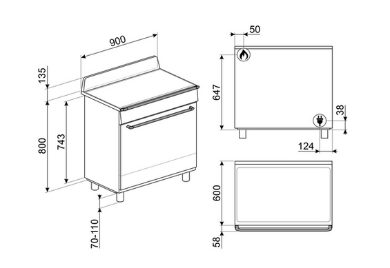 Kuchnia z płytą gazową Smeg TR90GMBL