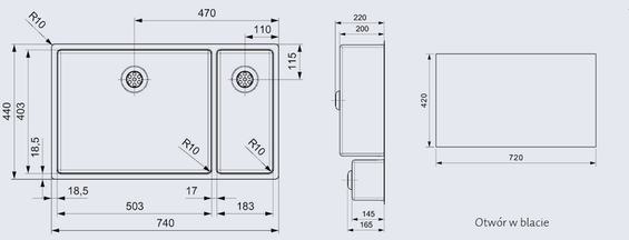 Zlew Reginox New York 50x40 +18x40 - R27837 outlet wysyłka gratis !