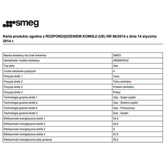 Płyta Smeg SR264XGH2