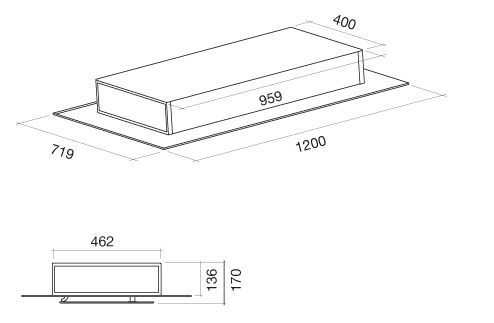 Okap sufitowy Falmec Aura 120 600 m³/h z pilotem
