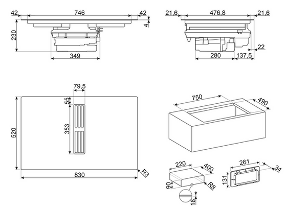 Płyta indukcyjna z zintegrowanym okapem Smeg HOBD682D2