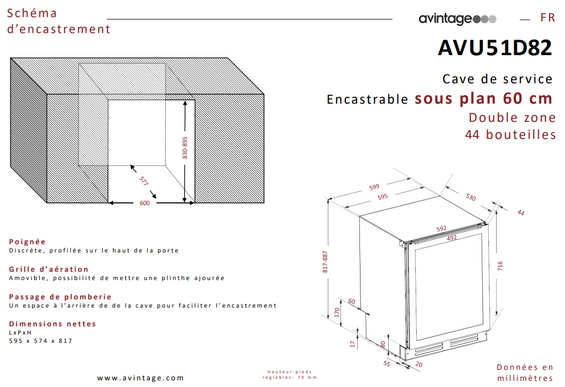 Winiarka do zabudowy Avintage AVU51D82