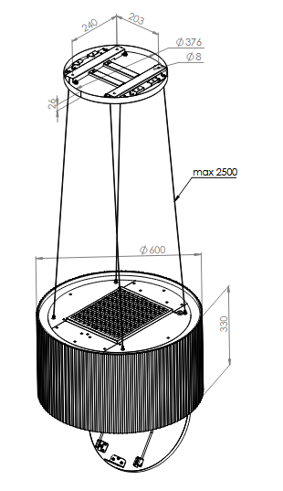 Okap wyspowy Ciarko Design MONO LIGHT Ecru 60 cm