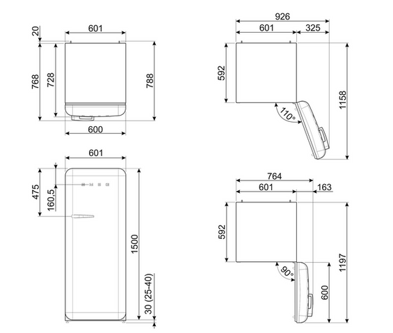 Chłodziarko - zamrażarka wolnostojąca Smeg FAB28RDGC6 50's Style