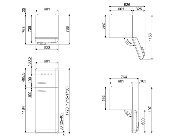Lodówka wolnostojąca FAB Smeg FAB30RBL6 50's Style