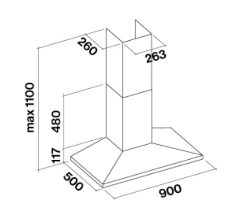 Okap Falmec MIZAR INOX 90 cm 800 m³/h przyścienny