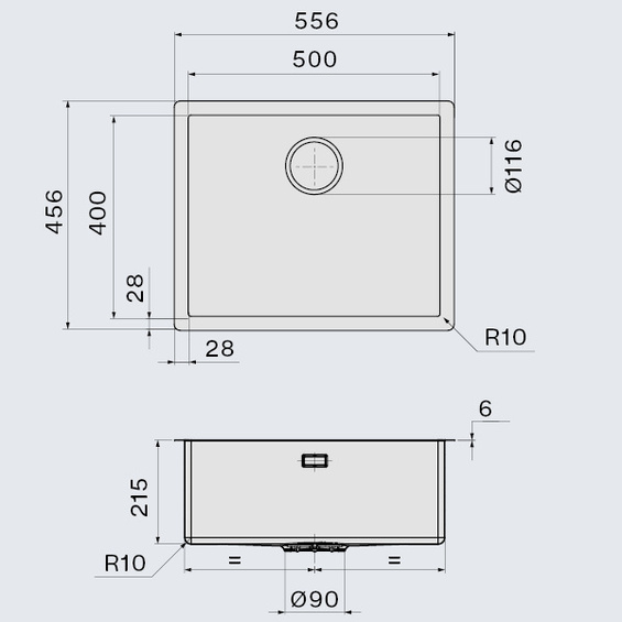 Zlew Falmec Iseo Ceramix 50 Black nakładany/podwieszany