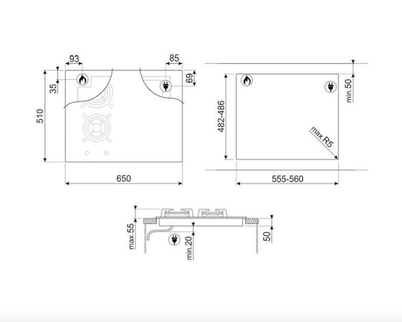 Płyta indukcyjno-gazowa Smeg PM3643D