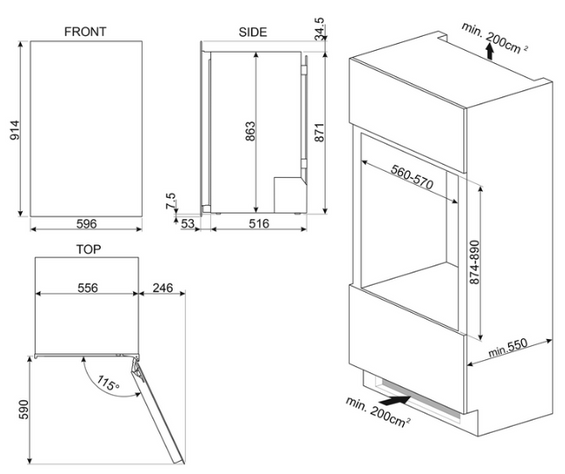 Chłodziarka na wino do zabudowy Smeg CVI040BE