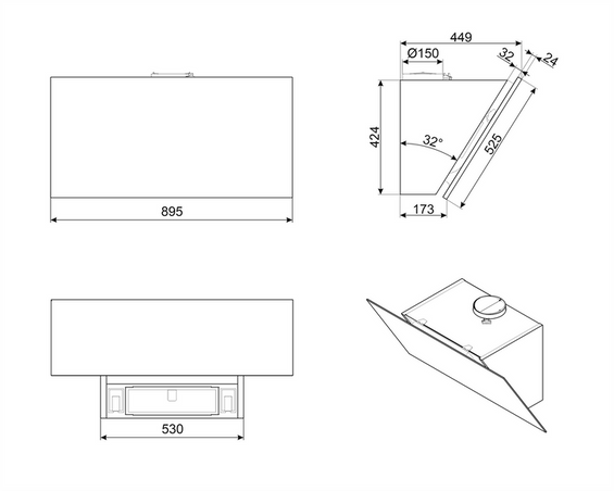 Okap przyścienny Smeg KV394MB