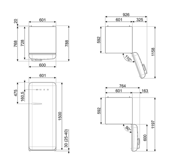 Chłodziarko - zamrażarka wolnostojąca Smeg FAB28RWH6 50's Style