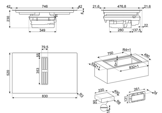 Płyta indukcyjna z zintegrowanym okapem Smeg HOBD682D2