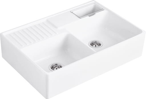 Zlew Villeroy & Boch DWUKOMOROWY korek manualny 6323 91 RW STONE WHITE (matowy)
