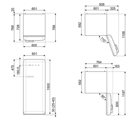 Chłodziarko - zamrażarka wolnostojąca Smeg FAB28RCR6 50's Style