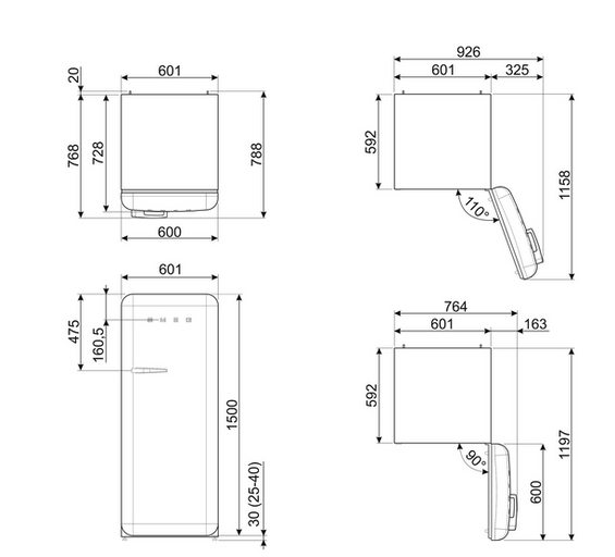 Chłodziarko - zamrażarka wolnostojąca Smeg FAB28RDUJ6 50's Style