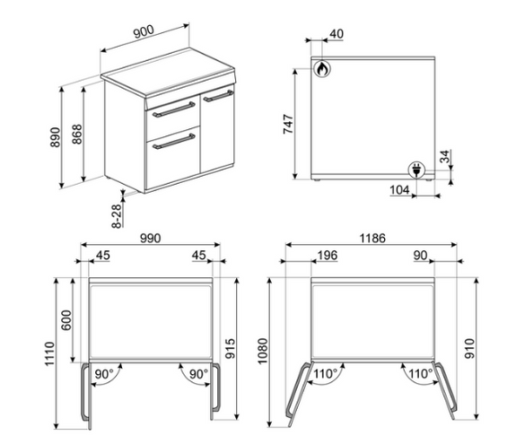 Kuchnia z płytą indukcyjną Smeg CX93IMBL