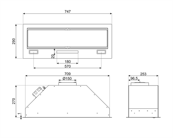 Okap podszafkowy Smeg KSG8P4MB