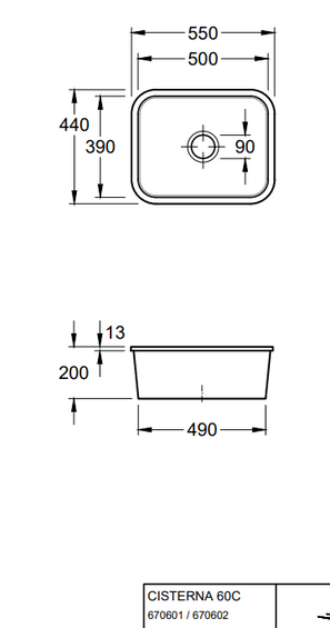 Villeroy & Boch CISTERNA 60C korek manualny 6706 01 R1 WHITE ALPIN (błyszczący)