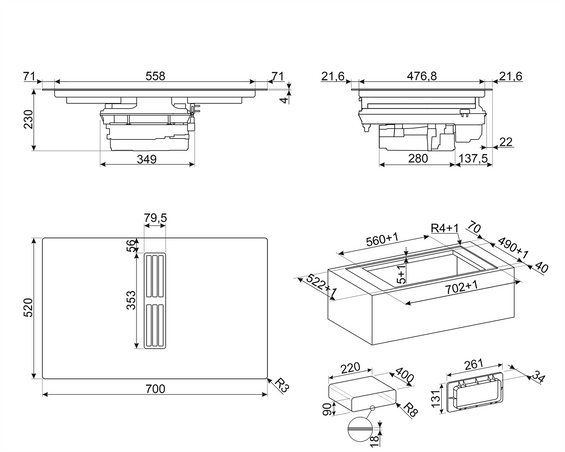 Płyta indukcyjna z zintegrowanym okapem Smeg HOBD472D2