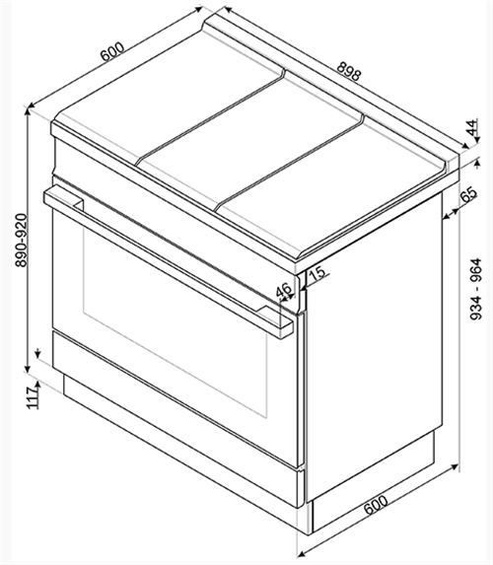 Kuchnia wolnostojąca z płytą gazową Smeg CPF9GPX