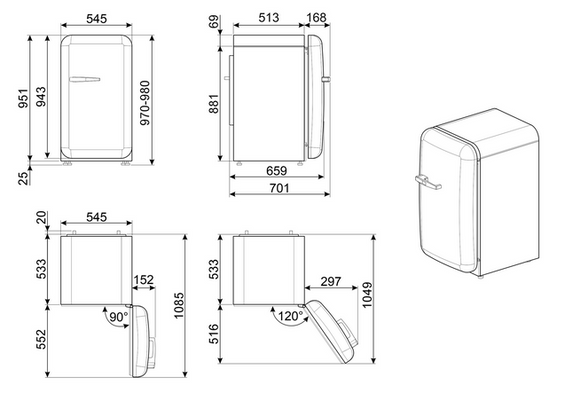 Lodówka wolnostojąca FAB Smeg FAB10HRRD6 50's Style
