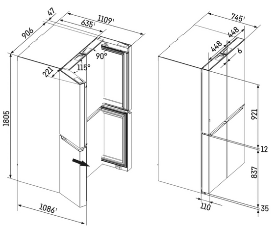 Wolnostojąca 4-drzwiowa chłodziarko-zamrażarka Liebherr MBbsdi 9028 Plus BioFresh NoFrost