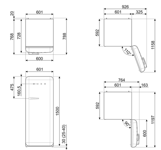Chłodziarko - zamrażarka wolnostojąca Smeg FAB28RDBLM6 50's Style
