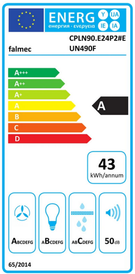 Okap Falmec Plane Plus NRS 90 czarny 800 m³/h przyścienny