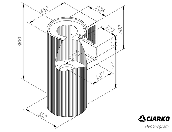 Okap przyścienny Ciarko Design MONOGRAM GREEN pochłaniacz