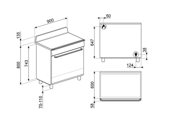 Kuchnia z płytą gazową Smeg TR90GMGR