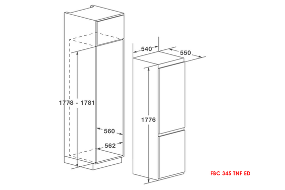 Chłodziarko - zamrażarka do zabudowy Fulgor Milano FBC 345 TNF ED