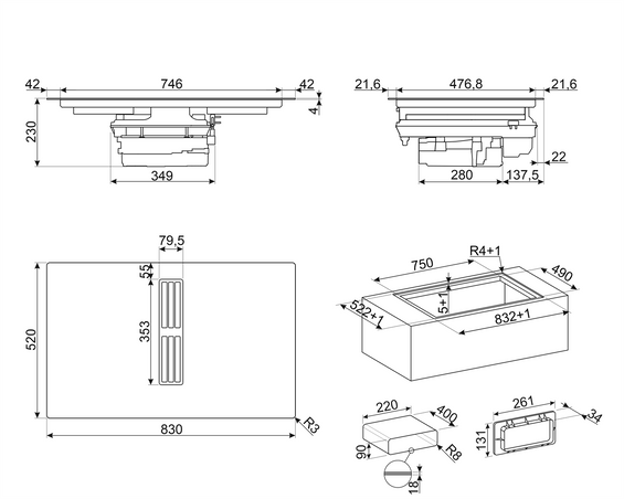 Płyta indukcyjna z zintegrowanym okapem Smeg HOBD482D2
