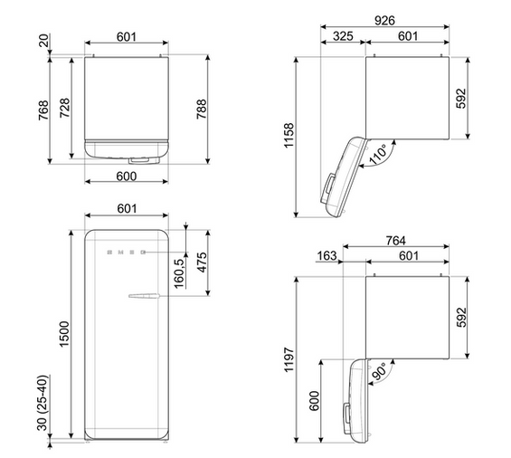 Chłodziarko - zamrażarka wolnostojąca Smeg FAB28LYW6 50's Style