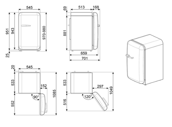 Lodówka wolnostojąca FAB Smeg FAB10HRPG6 50's Style