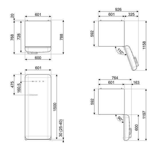 Chłodziarko - zamrażarka wolnostojąca Smeg FAB28RDRB6 50's Style