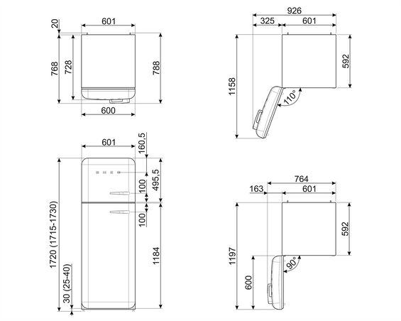 Lodówka wolnostojąca FAB Smeg FAB30LCR6 50's Style