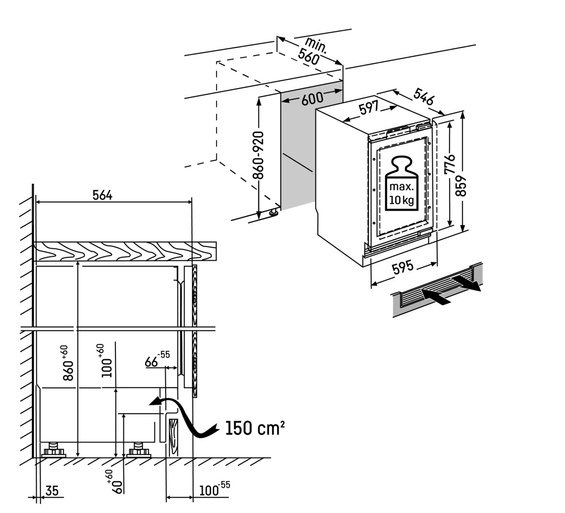 Lodówka na wino do zabudowy podblatowej do chłodzenia wina Liebherr UWpri 3761 Vinidor Selection