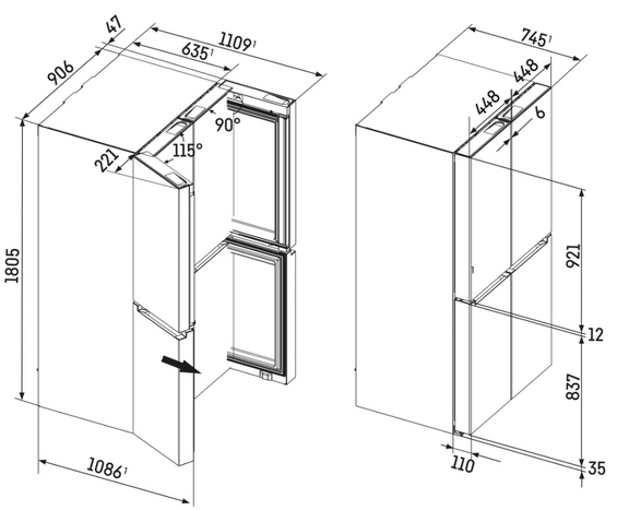 Wolnostojąca 4-drzwiowa chłodziarko-zamrażarka Liebherr MBbsdi 9024 Plus BioFresh NoFrost