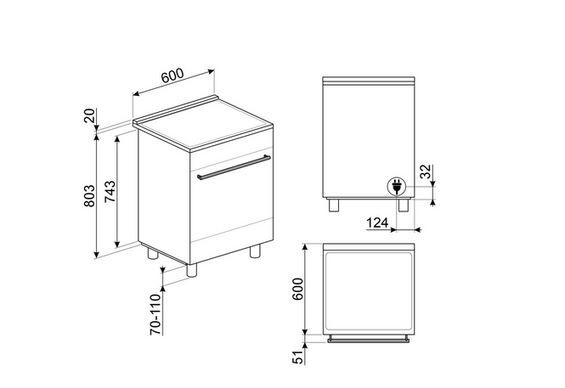 Kuchnia z płytą indukcyjną Smeg C6IPWHM2